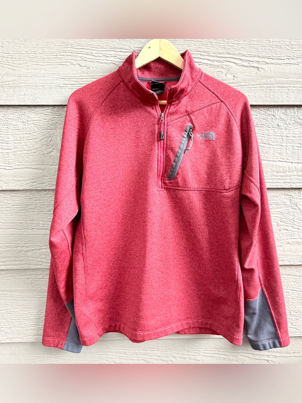 North Face Men’s Large Canyonlands 1/4 Zip Pullover Sweater Gray Cuff Accents